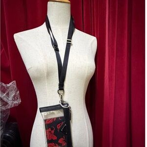 Prada Black and Red Floral Crossbody Wallet